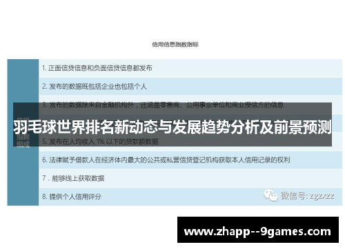 羽毛球世界排名新动态与发展趋势分析及前景预测